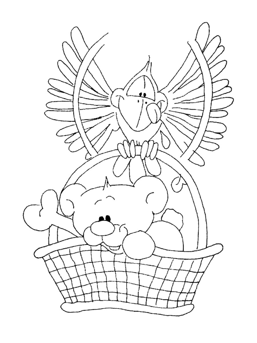 Pimboli in the basket coloring page
