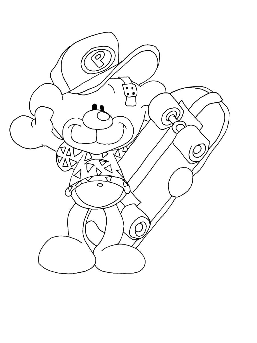 Pimboli with skateboard coloring page