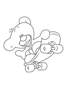 Pimboli on a skateboard coloring page