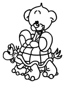 Pimboli on a turtle coloring page