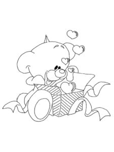 Pimboli opened the gift coloring page