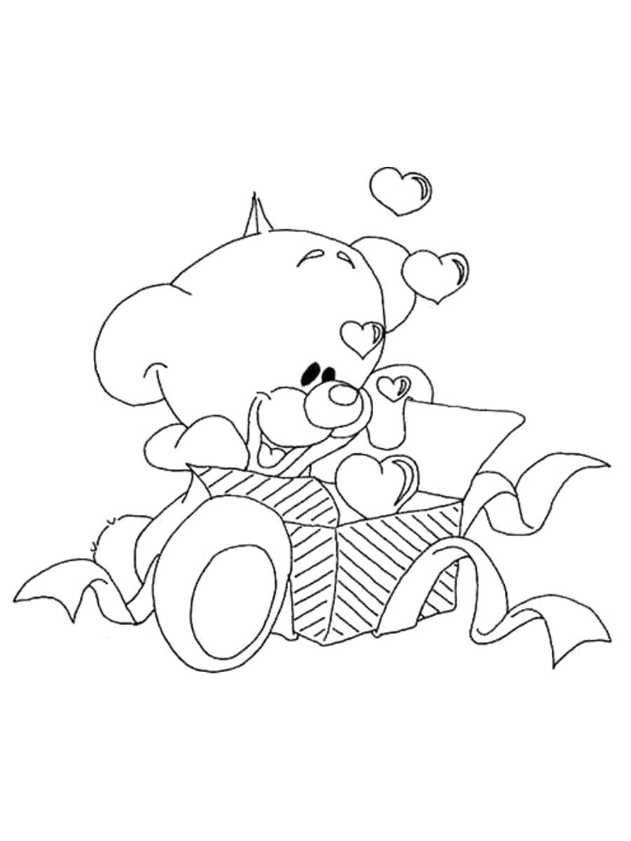 Pimboli opened the gift coloring page