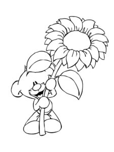 Pimboli with sunflower coloring page