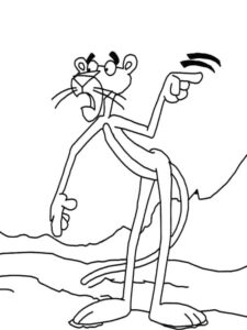 Pink Panther pointing finger coloring page