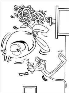 Pink Panther Grew a Big Plant coloring page
