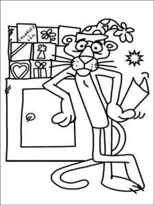 Pink Panther in a hat coloring page