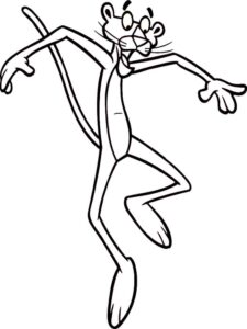 Pink Panther jumps coloring page