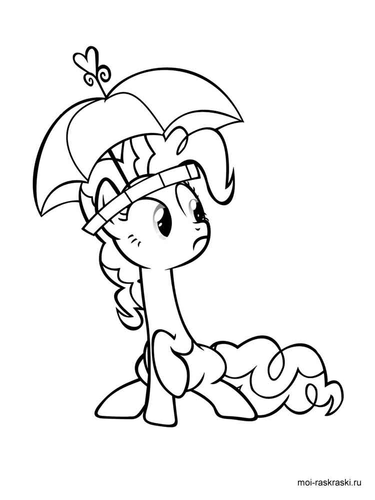Pinkie Pie in an umbrella hat coloring page