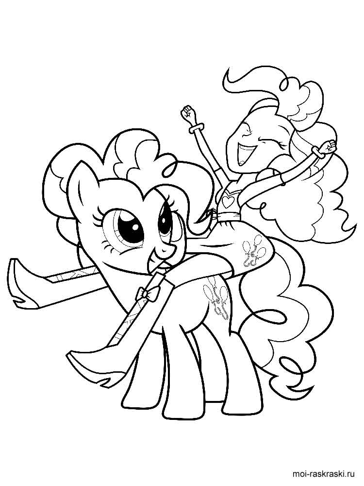 Pinkie Pie pony and girl coloring page