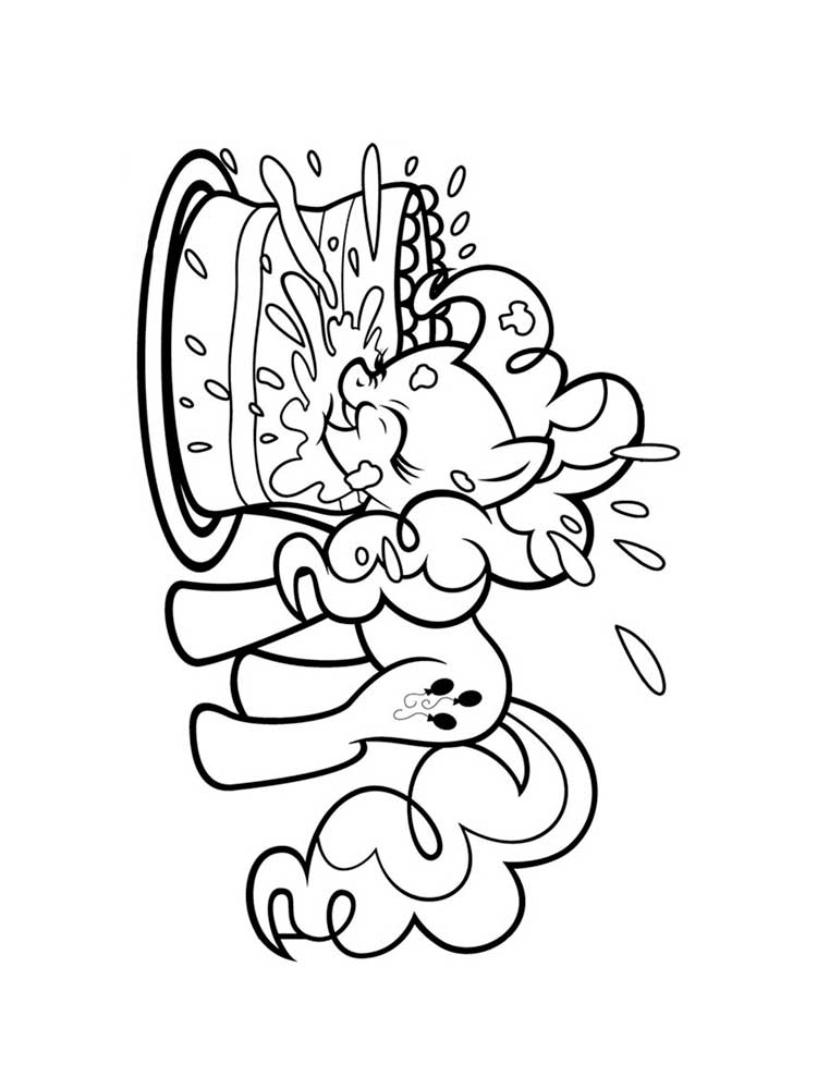 Pinkie Pie eats cake coloring page