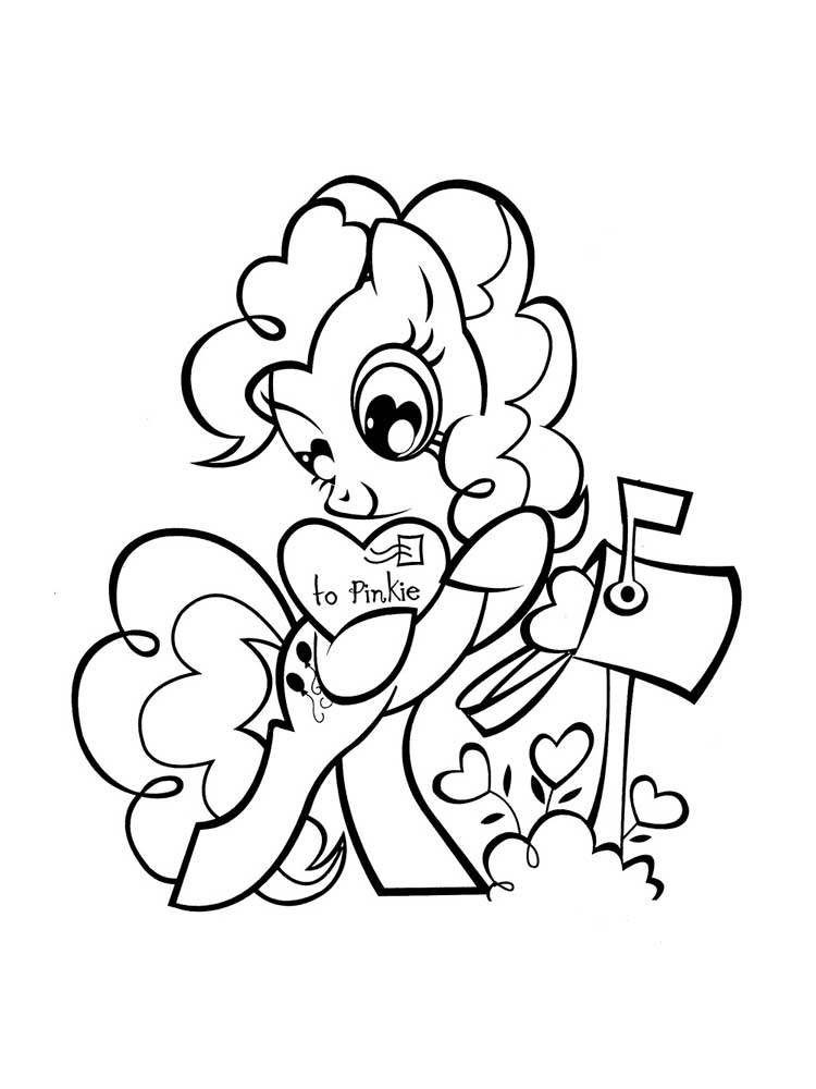 Pinkie Pie received a Valentine’s card coloring page