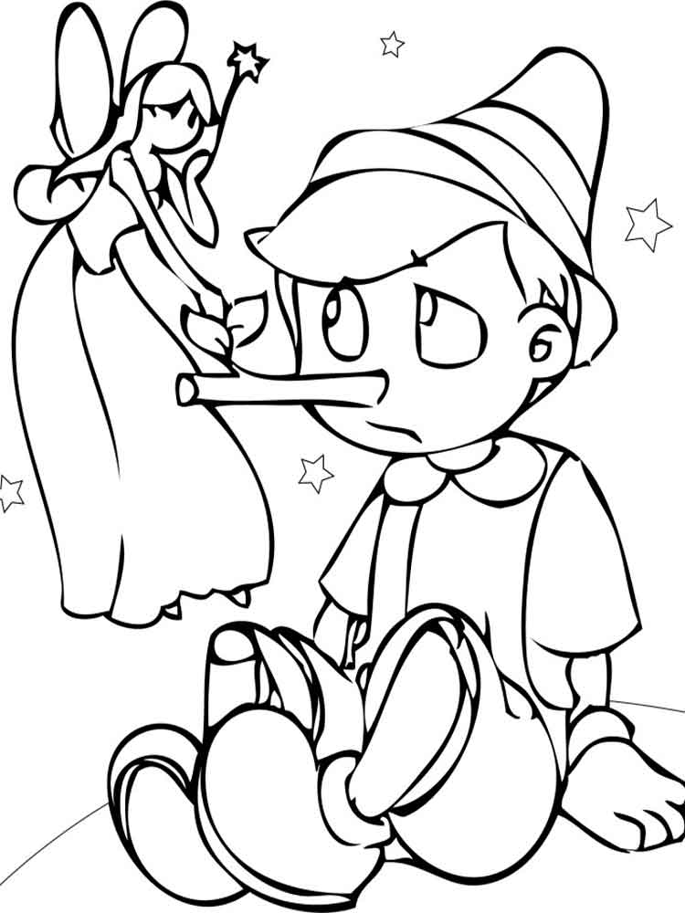 Pinocchio and the Fairy coloring page