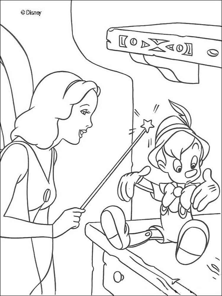 Blue Fairy and Pinocchio coloring page