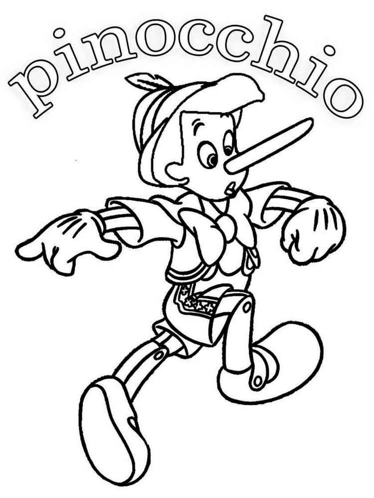 Pinocchio strides coloring page