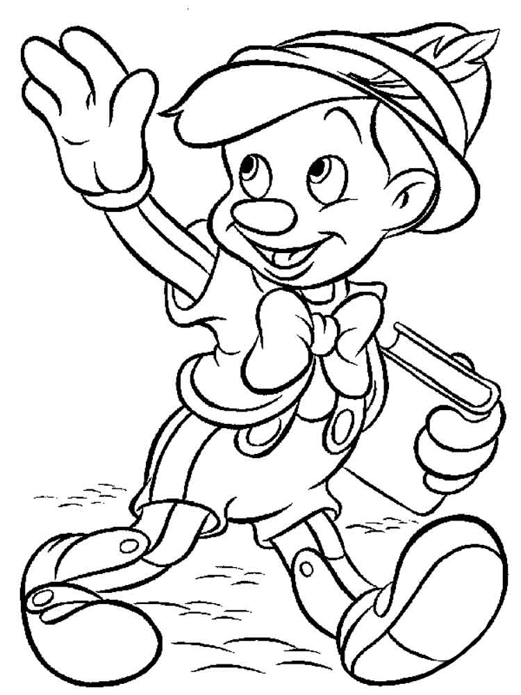 Pinocchio goes to school coloring page
