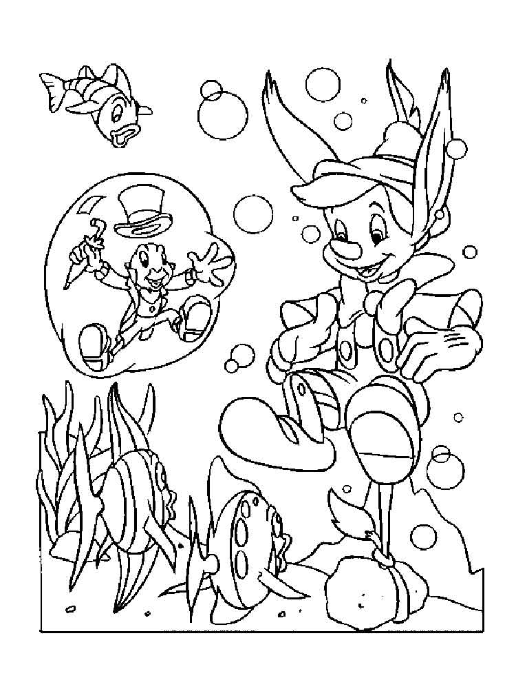 Pinocchio Underwater coloring page