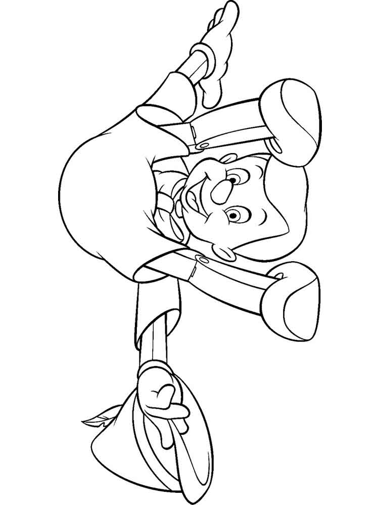 Pinocchio is fooling around coloring page