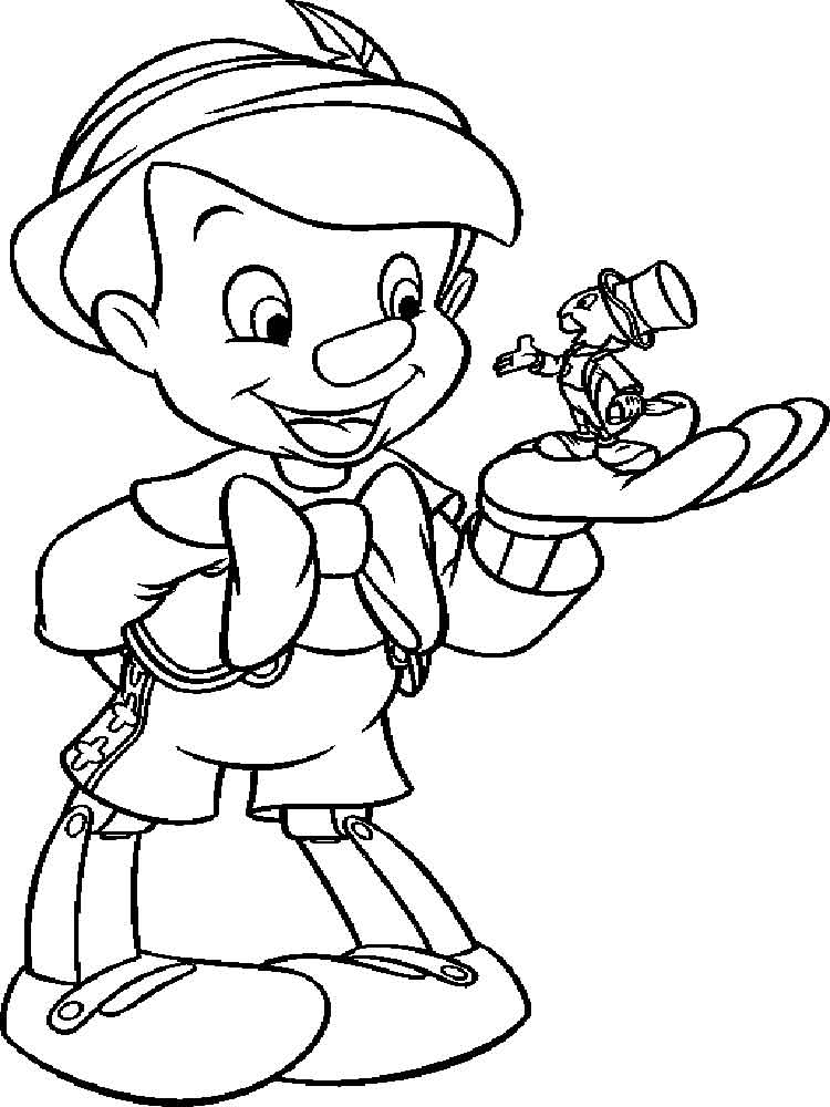 Jiminy on Pinocchio’s arm coloring page