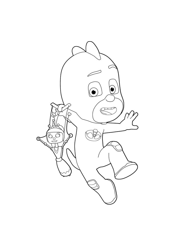 Gekko with a doll coloring page