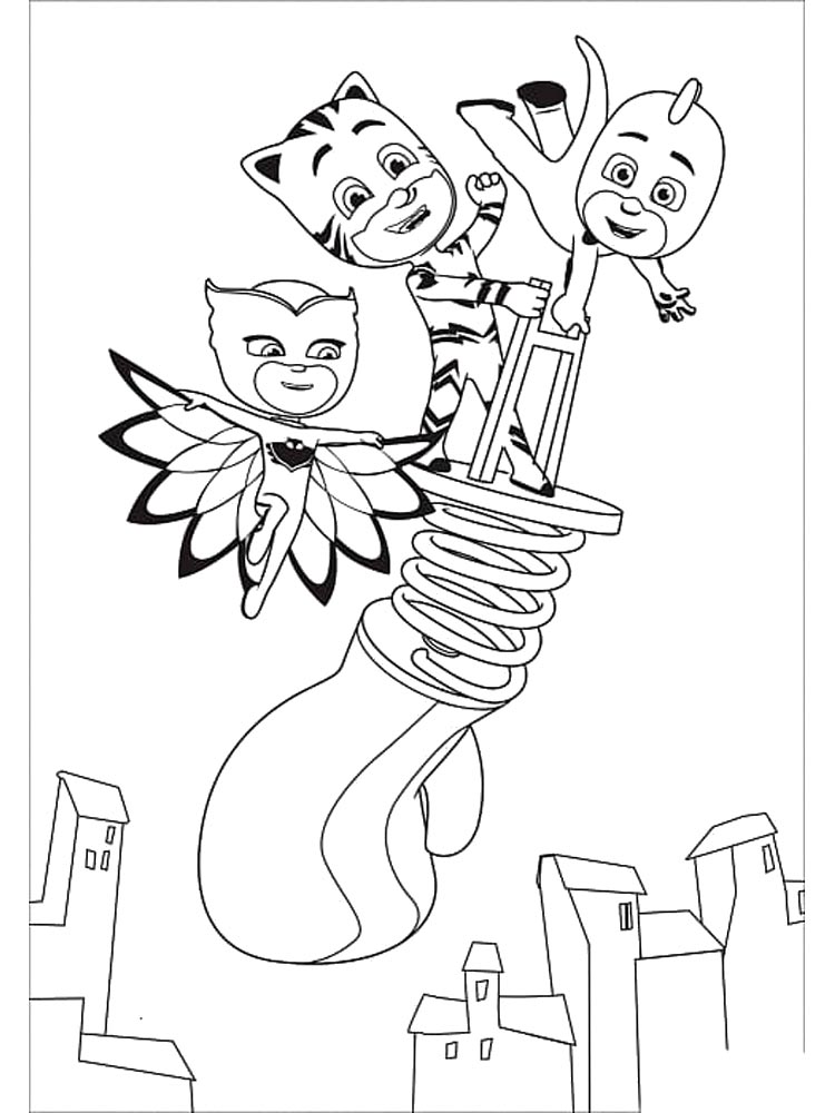 Cartoon PJ Masks coloring page