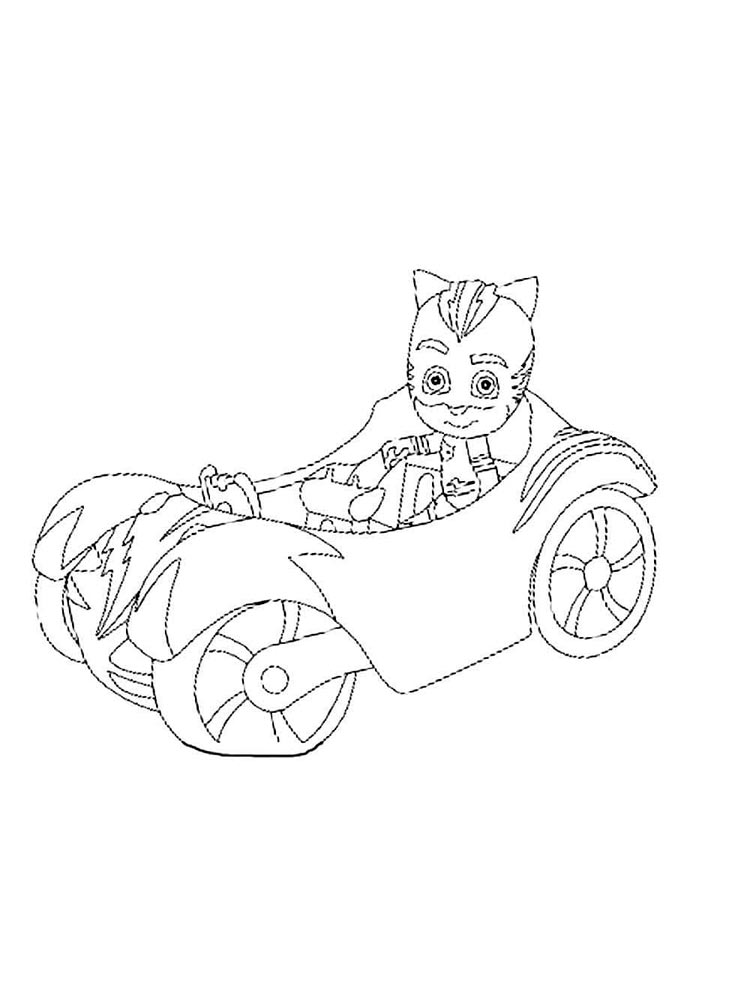 Catboy by car coloring page