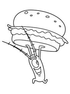 Plankton with burger coloring page