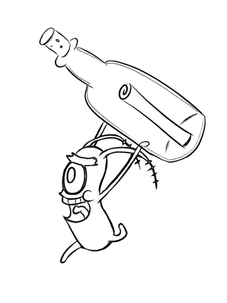 Plankton with a bottle coloring page