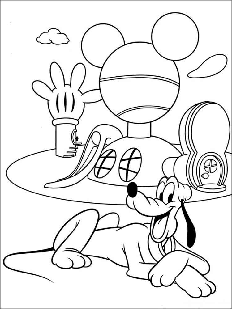 Pluto lies contentedly coloring page
