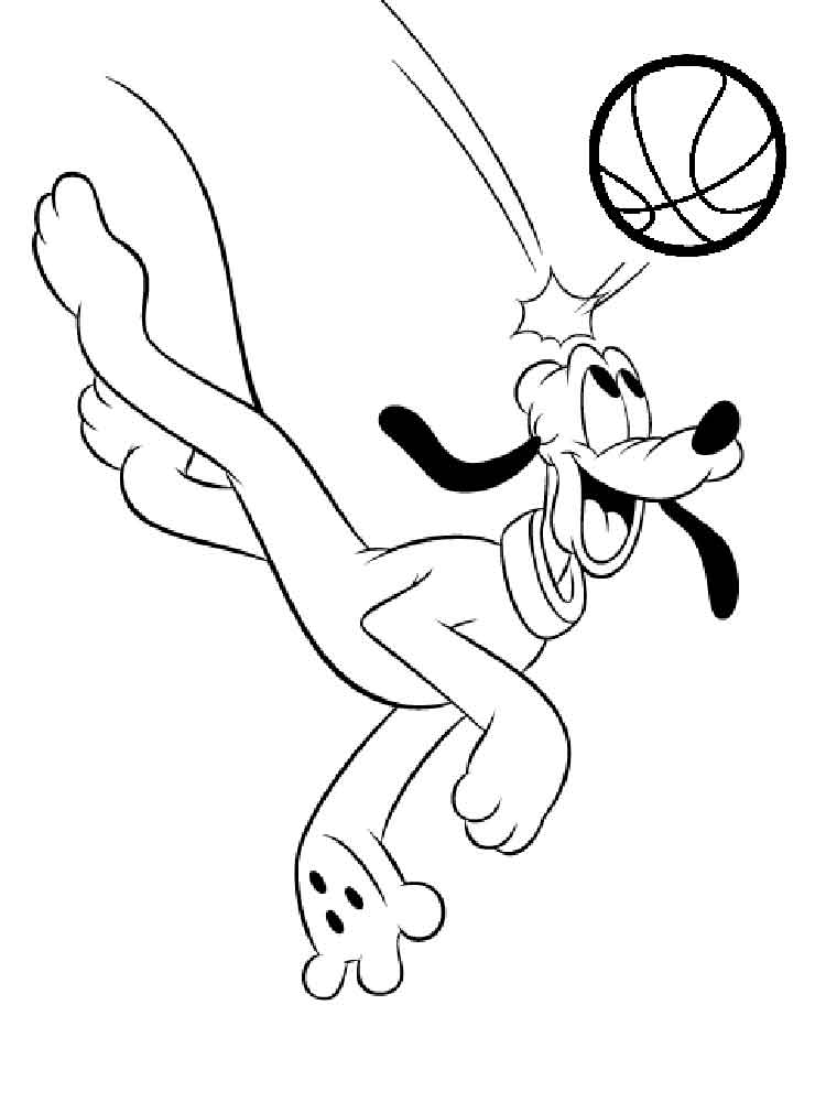 Pluto bounced a basketball coloring page