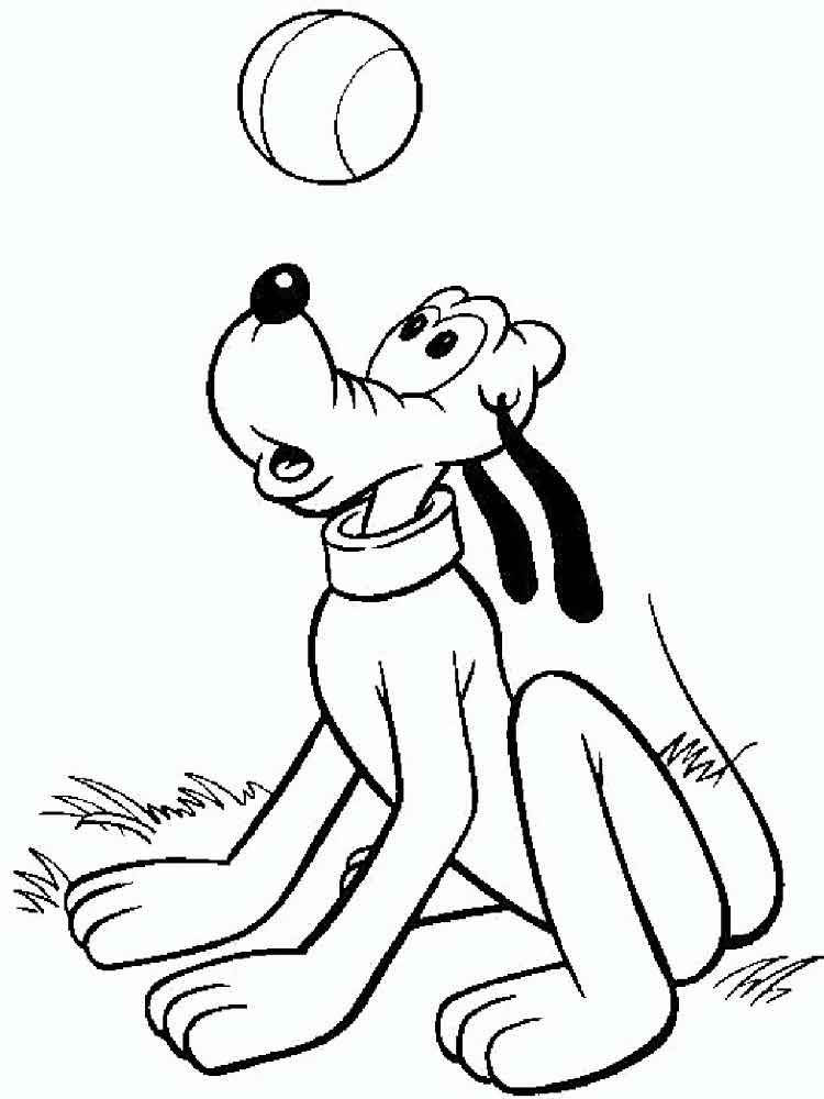 Pluto with a ball coloring page