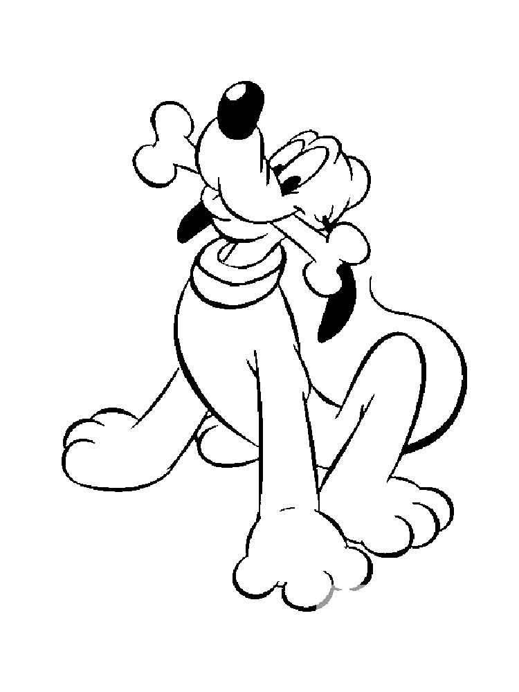 Pluto with a bone coloring page
