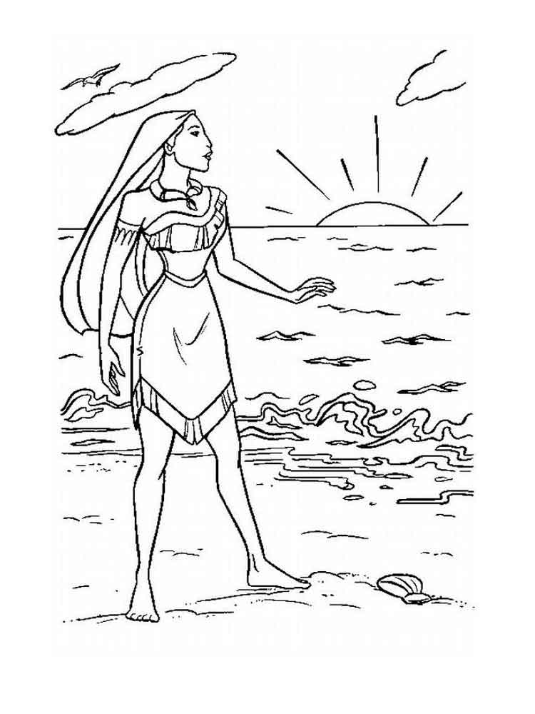 Pocahontas at sunset coloring page