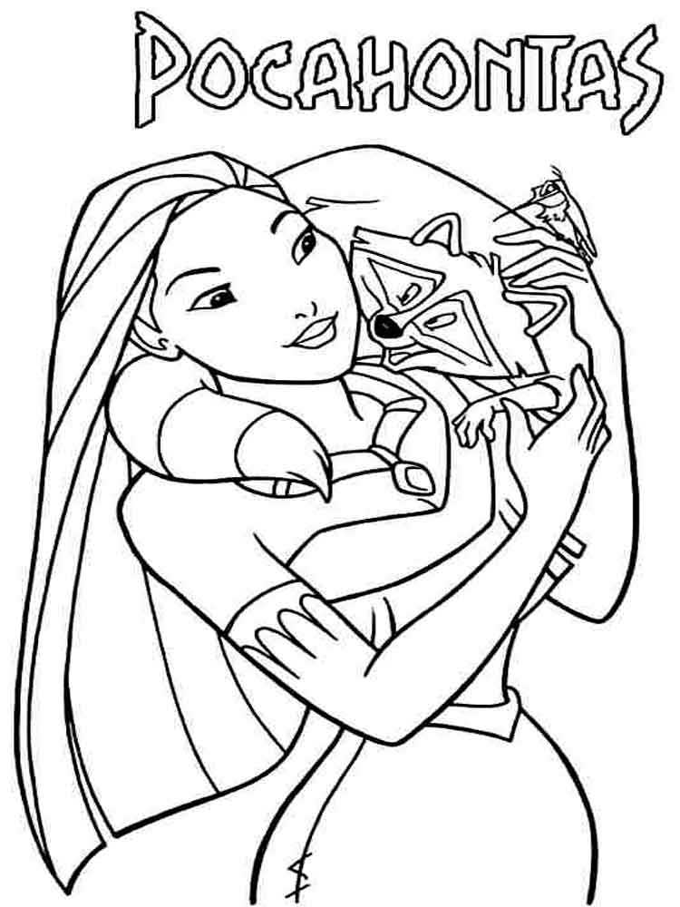 Pocahontas with friends coloring page