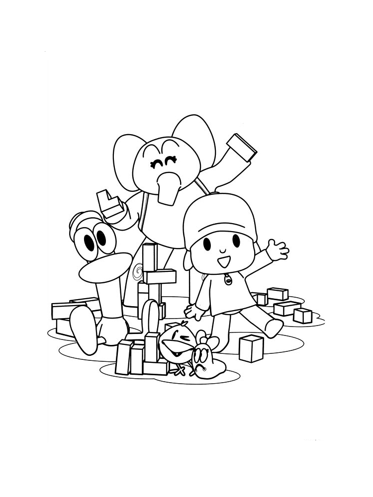 Pocoyo with friends coloring page