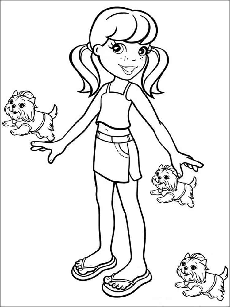 Kerstie with dogs coloring page