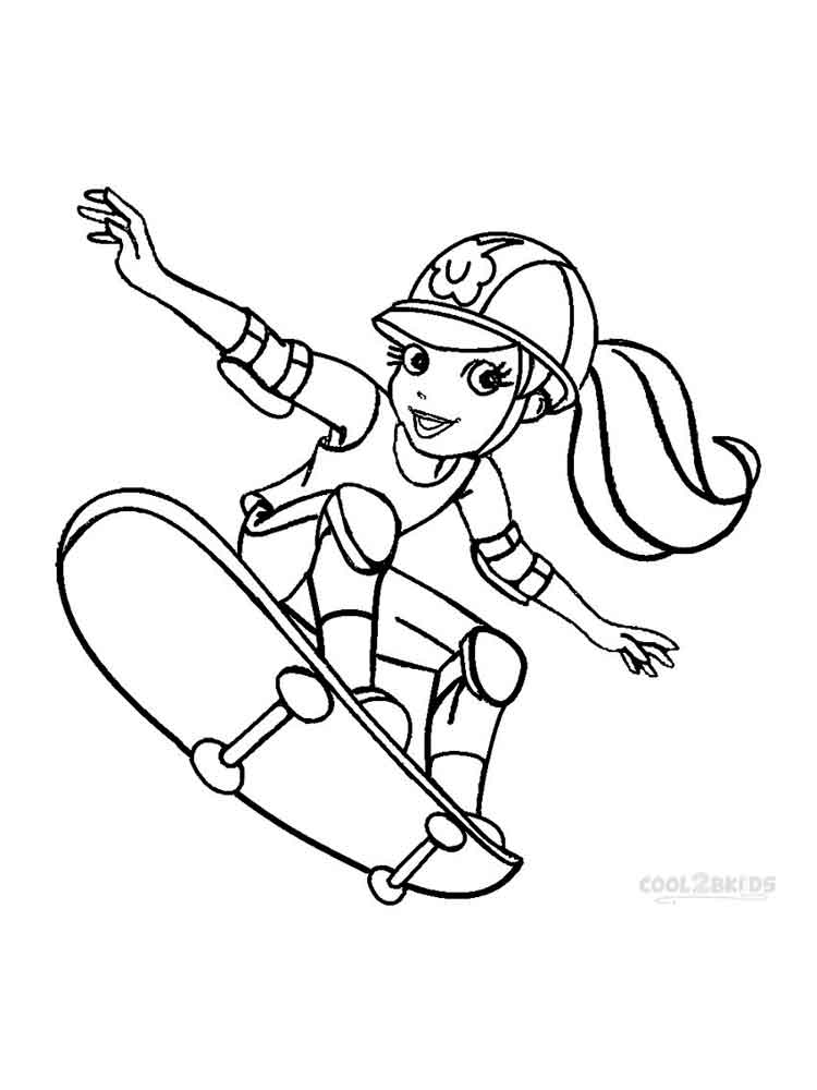 Polly Pocket on a skateboard coloring page