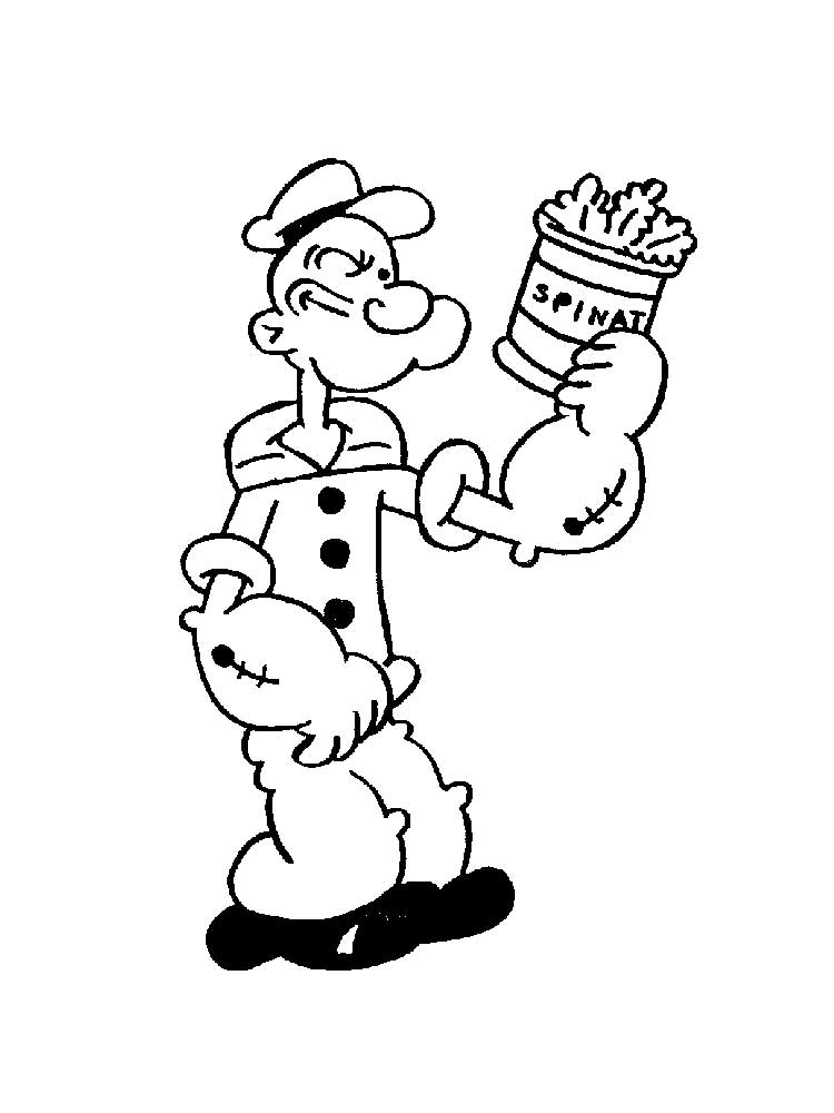 Popeye with spinach coloring page