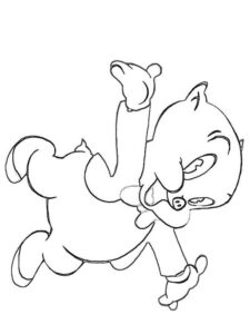 Happy Porky Pig coloring page