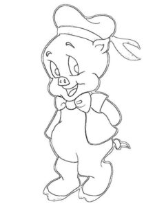 Porky Pig in a hat coloring page