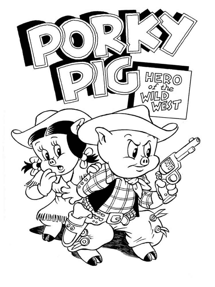 Porky Pig and Petunia Pig coloring page