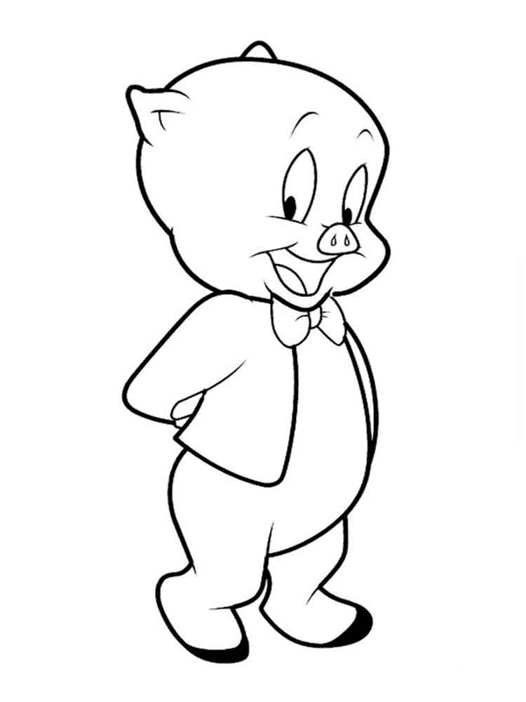 Porky Pig smiling coloring page