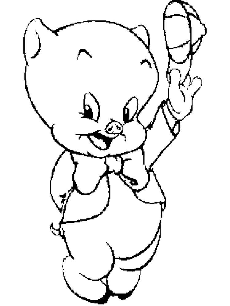 Porky Pig took off his cap coloring page