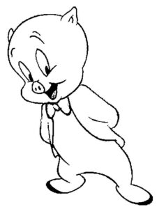Porky Pig is happy coloring page