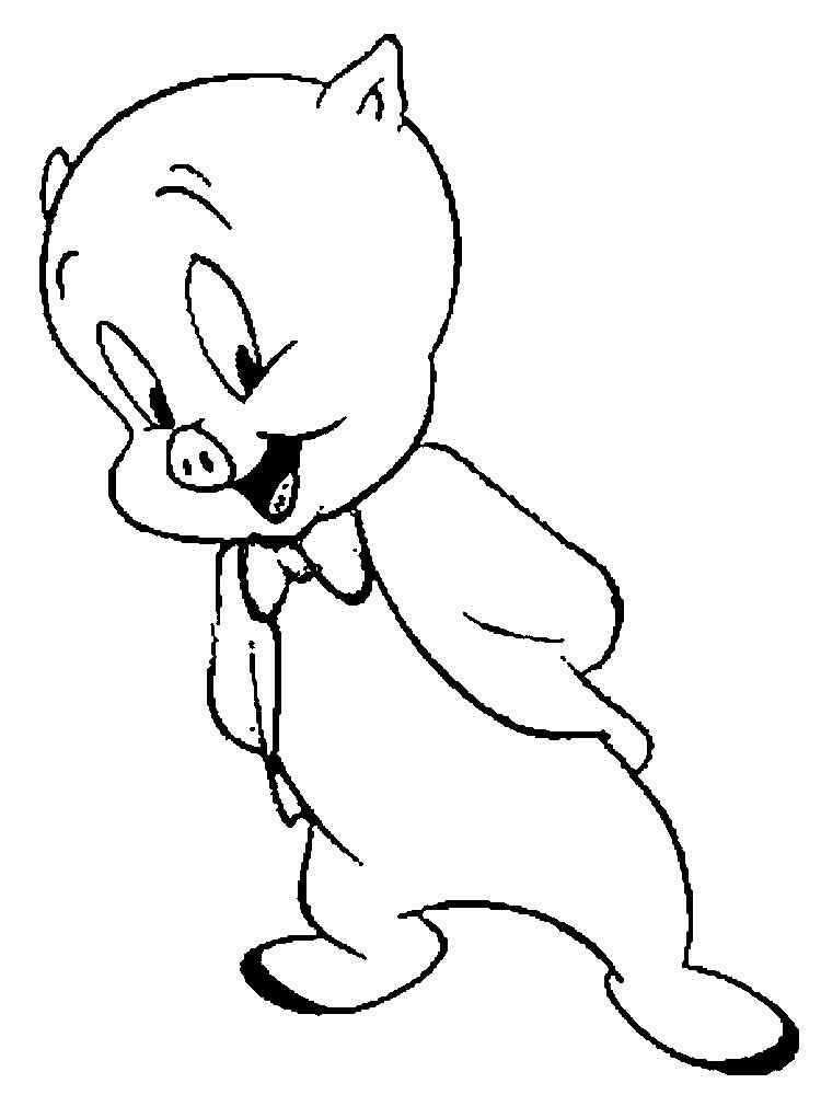 Porky Pig is happy coloring page