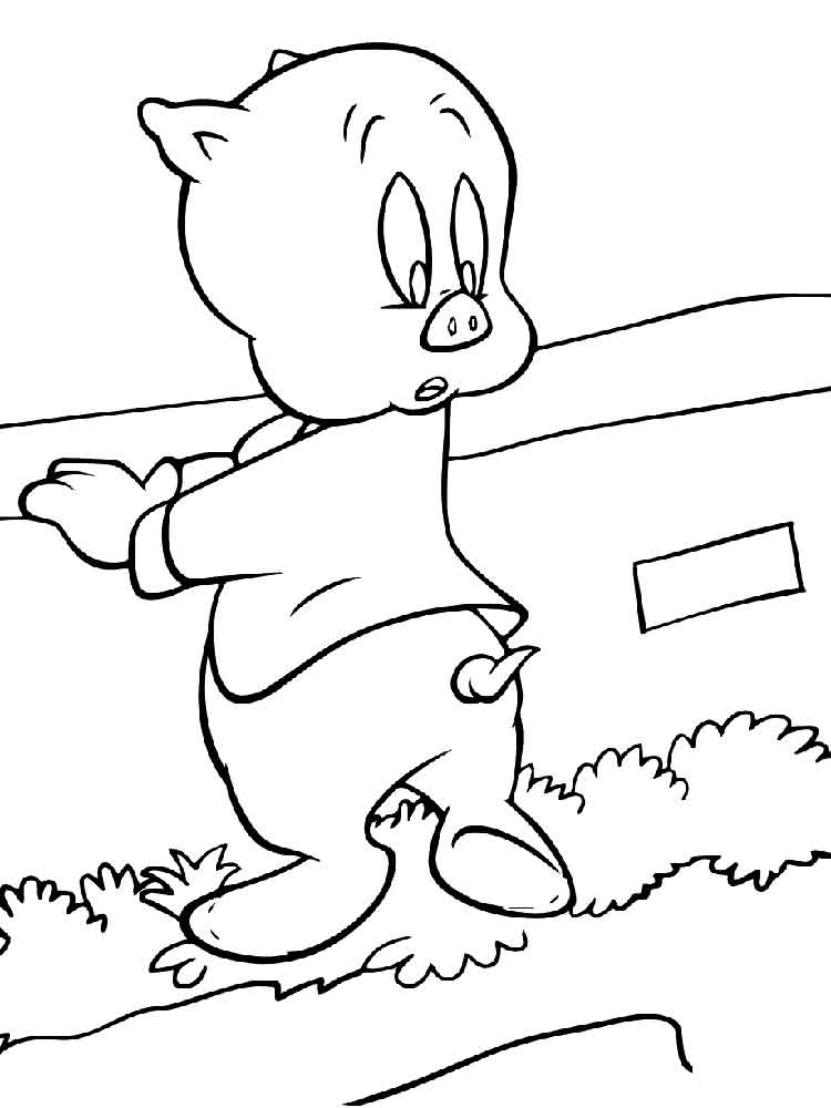 Porky Pig is surprised coloring page
