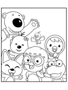Pororo the Little Penguin characters coloring page