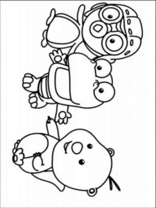 Pororo, Crong and Loopy coloring page
