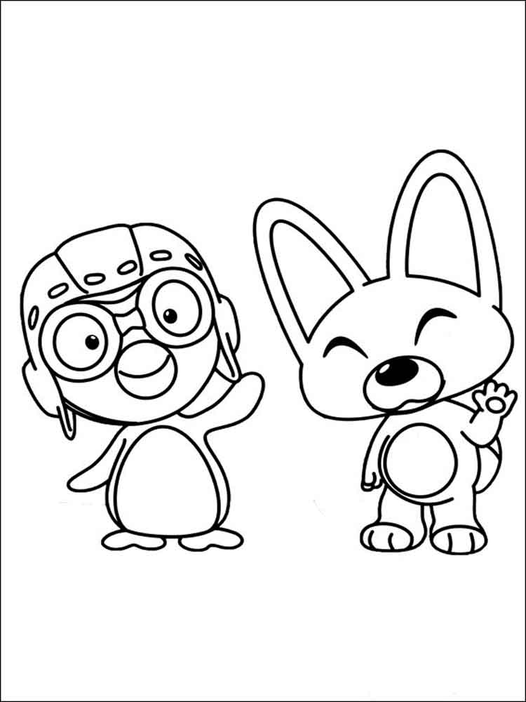 Pororo with Eddy coloring page