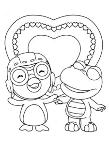 Pororo and Crong coloring page