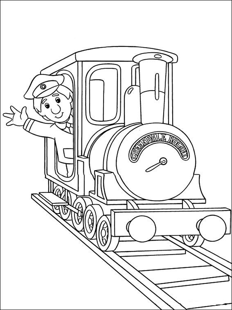 Steam locomotive with driver coloring page